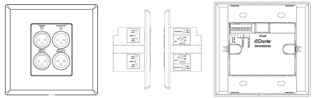 Dante Interface With Mic Line 2 Inputs X 2 Outputs